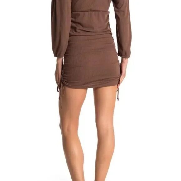 Velvet Torch Women's Chocolate Tie Side Midi Rib Knit Dress SZ XL - Picture 6 of 8